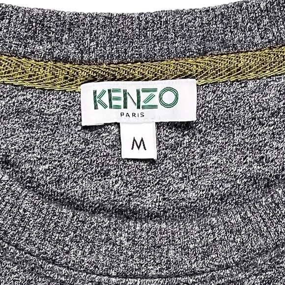 KENZO Tiger Head Embroidered Gray Crewneck Sweatshirt Size Medium
